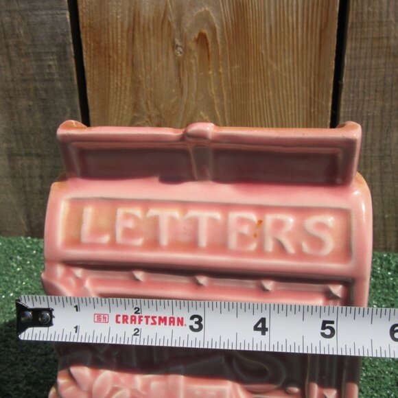 Vintage McCoy Pottery Pink US Mailbox Wall Letters Mail Holder Pocket Planter - Picture 7 of 7